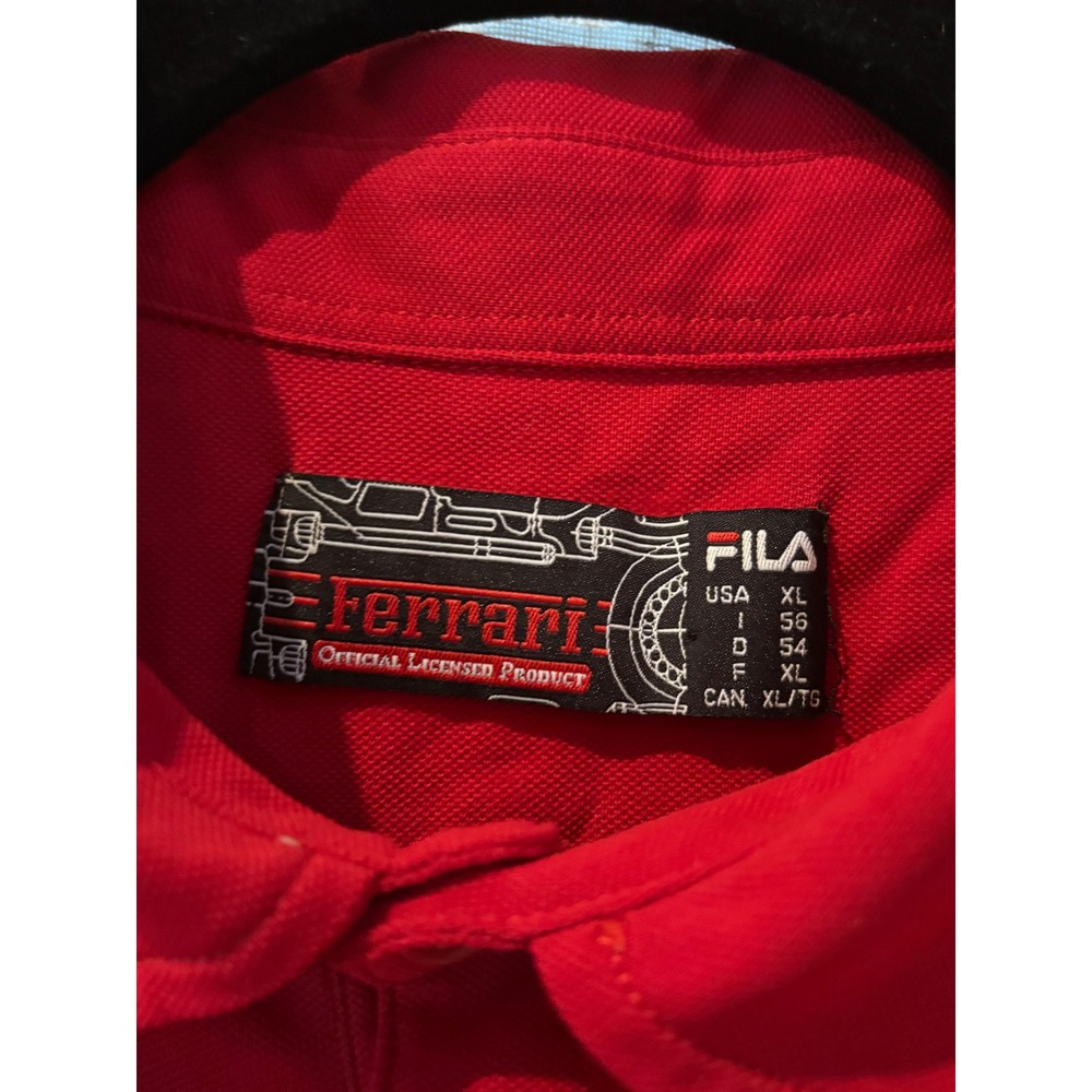 Fila Ferrari Mens Long Sleeve Polo Shirt Red XL Racing Formula 1 Logo - Picture 2 of 14